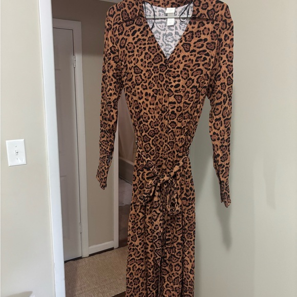 H&M Brown and Black Long Sleeve Wrap Dress - Picture 2 of 5